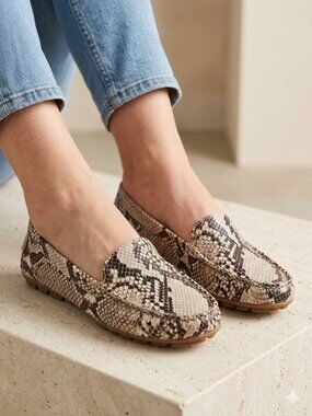 Geox Respira Snakeskin Leather Loafers Size 7.5/38